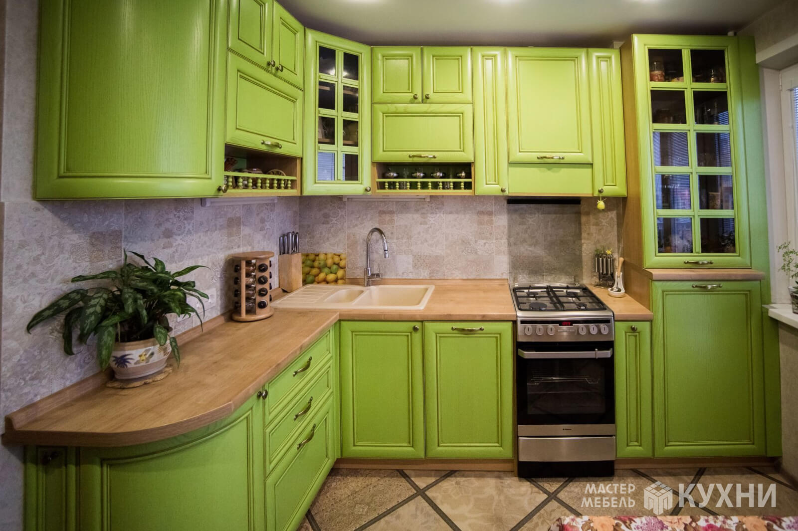Кухня Мадейра из массива ясеня - Цвет: Зеленый - 1