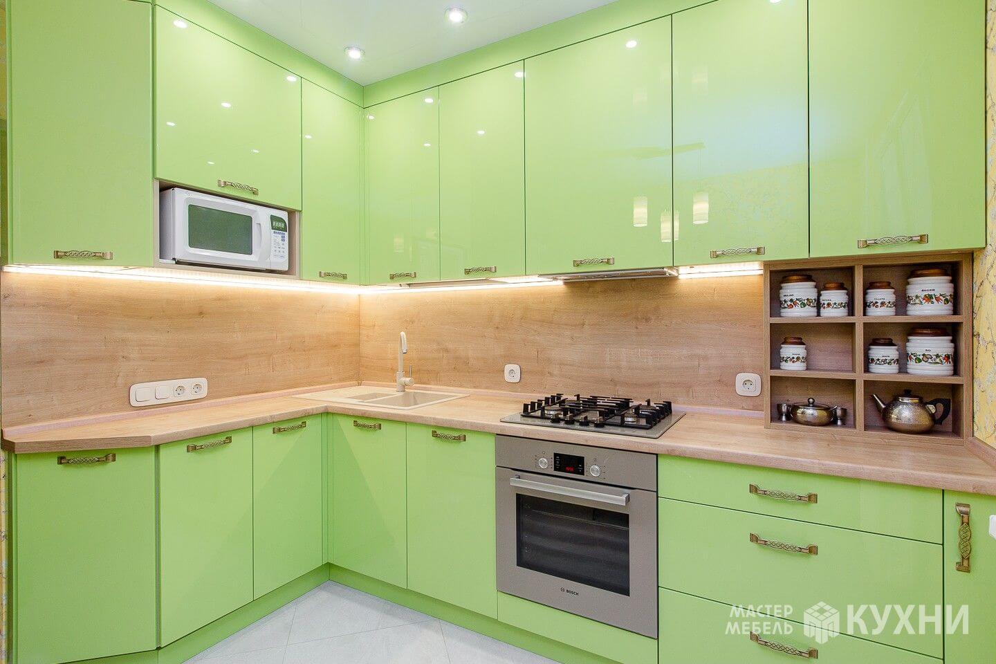 Угловая кухня Бриг из крашеного МДФ - Цвет: Зеленый - 1