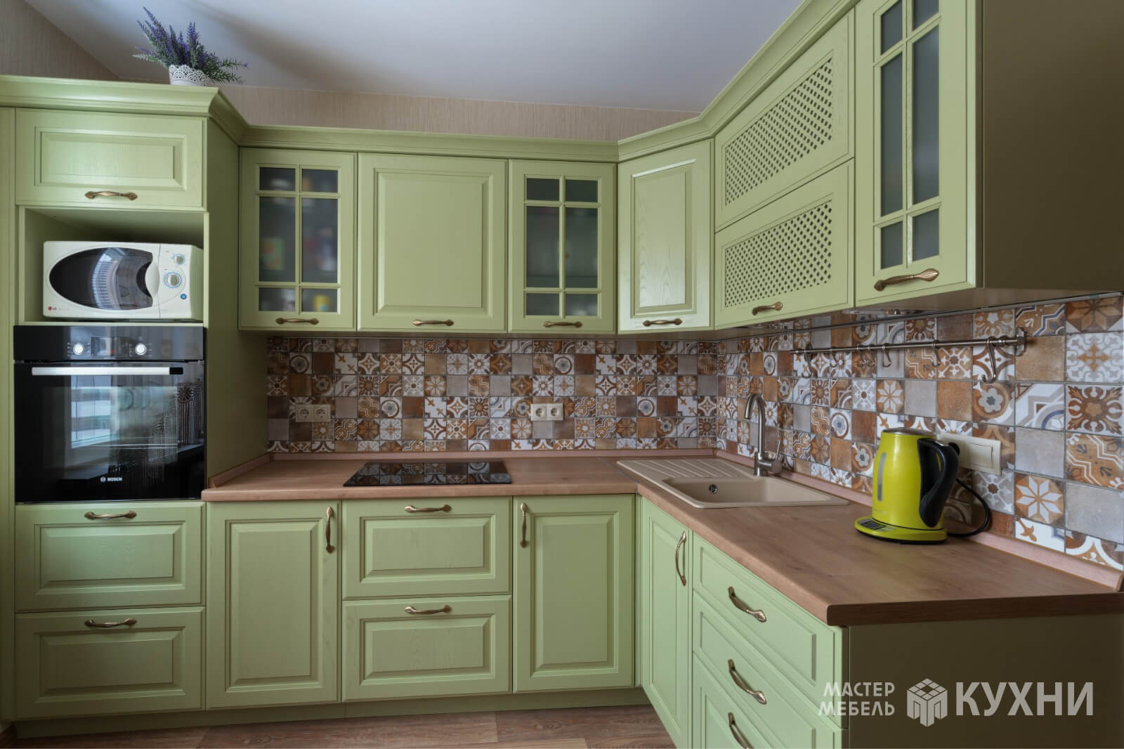 Угловые кухни Астра из массива ясеня - Цвет: Зеленый - 1