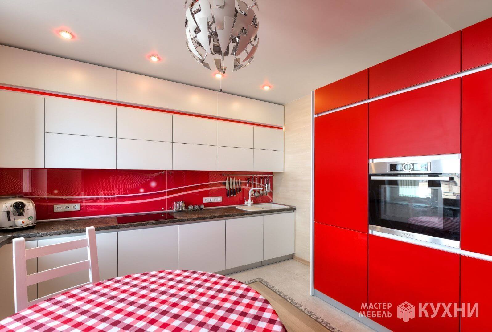 Кухня Арт из крашеного МДФ - Цвет: Белый Красный - 1