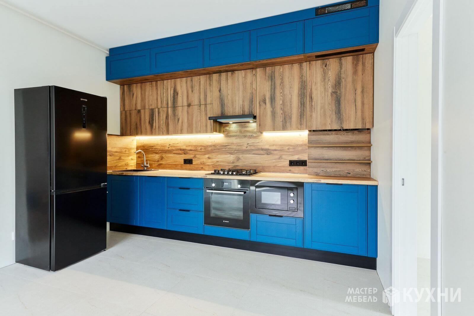 кухня фортвуд из массива ясеня - цвет: синий дерево - 1