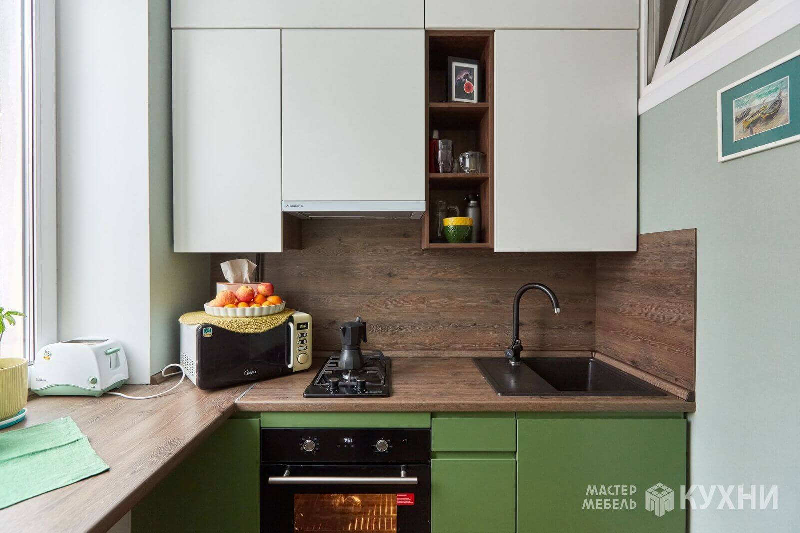 Кухня Арт из крашеного МДФ - Цвет: Белый Зеленый - 1