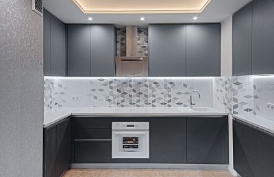 Кухня из МДФ АГТ - Цвет: Голубой Серый - 1