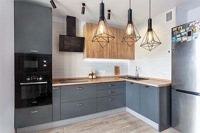 Угловая кухня из пластика - Цвет: Черный Дерево - 2