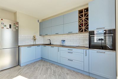 кухня трент из пленочного мдф - цвет: голубой - 1