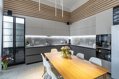 Кухня из акрила - Цвет: Бежевый Серый - 1