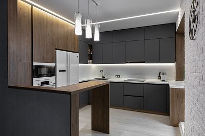 Кухня из fenix - Цвет: Серый Дерево - 2