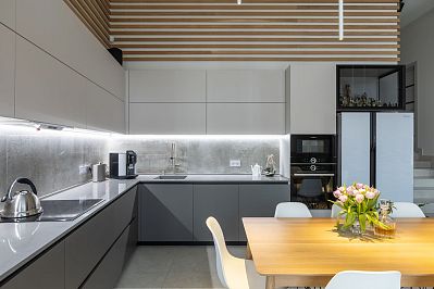 Кухня из акрила - Цвет: Бежевый Серый - 2