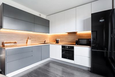 Кухня из крашеного МДФ - Цвет: Белый Серый - 2