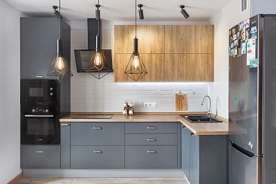 Угловая кухня из пластика - Цвет: Черный Дерево - 1